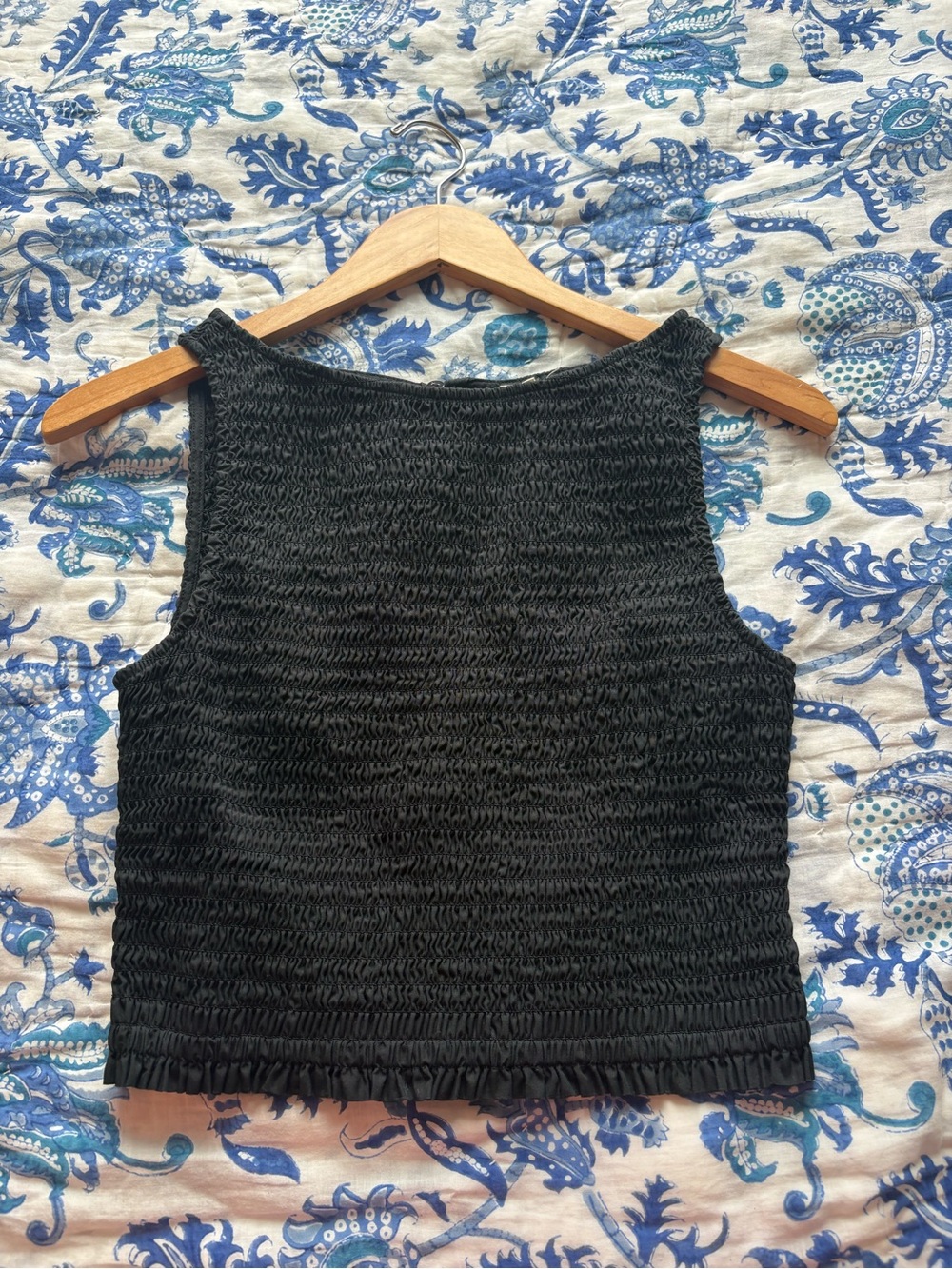 Aritzia Black Smocked Tank Top